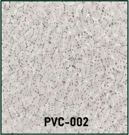 Próbka PVC-002 wykładziny PVC do domu kontenerowego — jasny popiel z czarnymi i szarymi kropkami