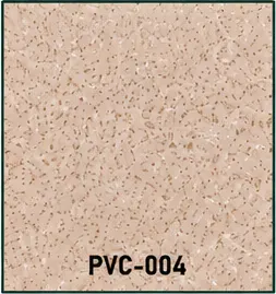 Próbka PVC-004 wykładziny PVC — brzoskwiniowo-łososiowy beż z brązowymi drobinami i żyłkowaniem