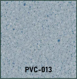 Próbka PVC-013 wykładziny PVC — przygaszony szaro-błękitny odcień z delikatnymi białymi drobinami