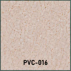 Próbka PVC-016 wykładziny PVC — jasny łososiowo-brzoskwiniowy kolor z rudymi żyłkami i drobinami